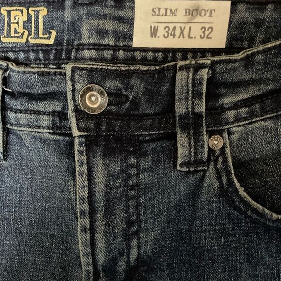 TK Axel Mens Jeans Slim Boot Cut Stretch Denim Med Wash Blue Size 34x32 - Picture 3 of 8